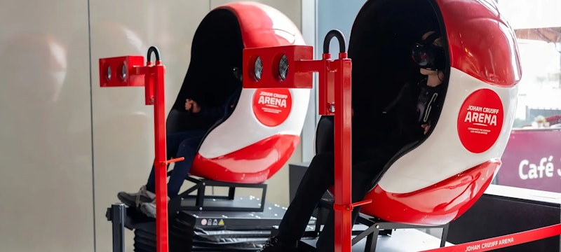 Virtual reality ride installation at the Johan Cruijff Arena developed by The VR Boys